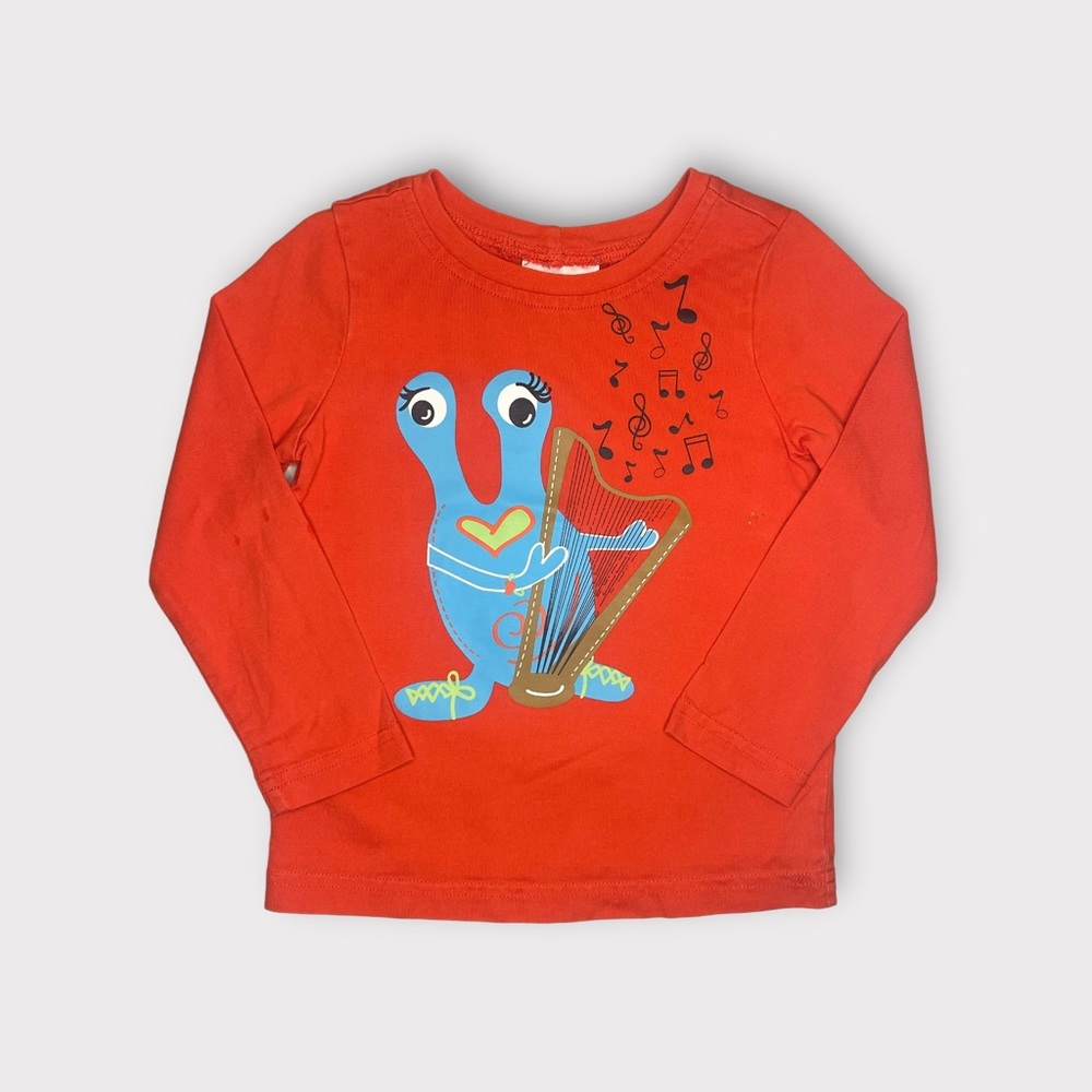 Hanna Andersson Musical Notes Graphic Orange Long Sleeve Shirt